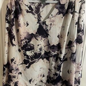 Worthington Abstract Floral Blouse in Black and White
